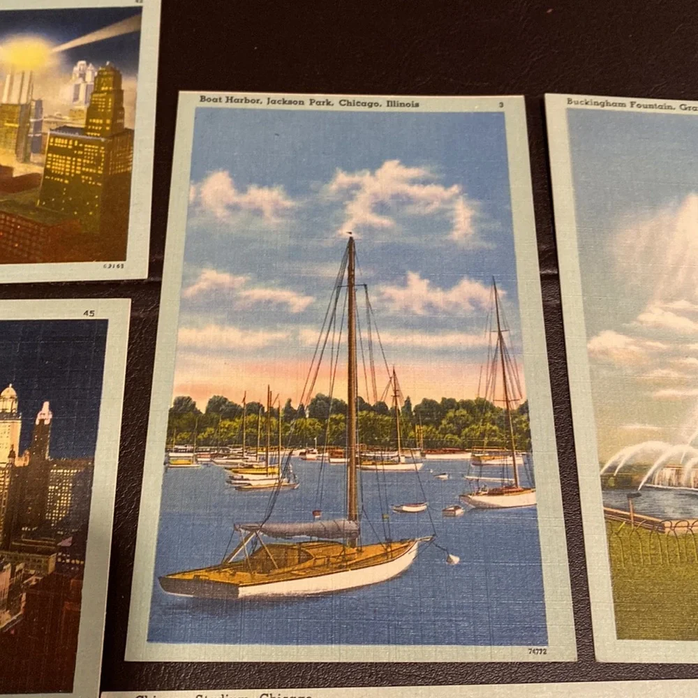 11 vintage postcards of Chicago from the 1940’s includes Comiskey Park